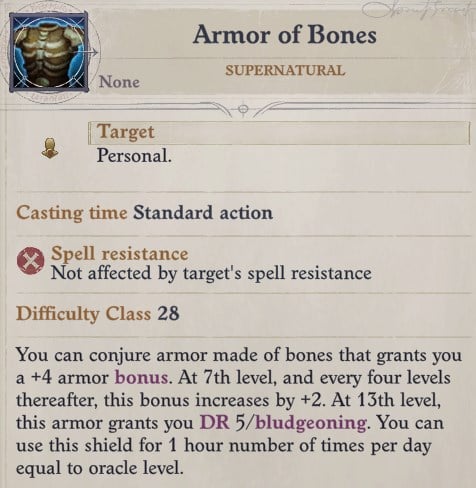 Armor of Bones Revelation Daeran Pathfinder Wrath of the Righteous Build