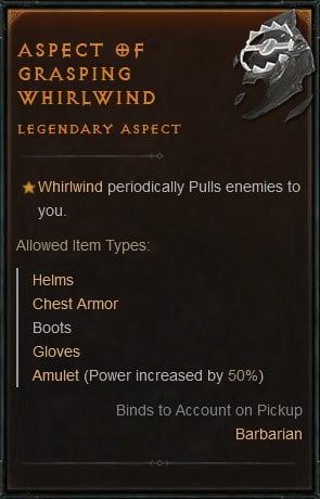 Diablo 4 Build for the Whirlwind Barbarian - Aspect of Grasping Whirlwind