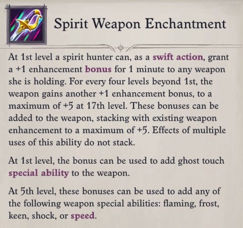 Camellia Spirit Weapon Enchantment Pathfinder WotR