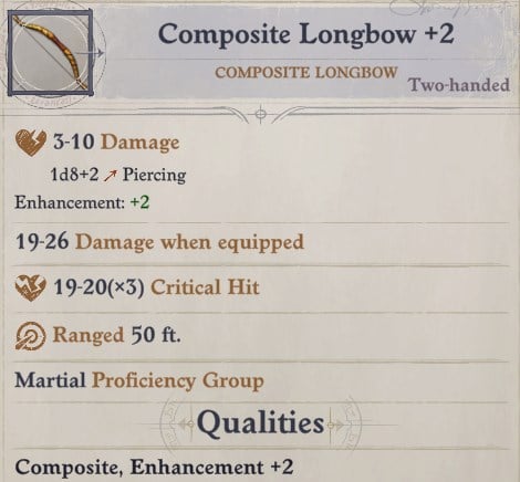 Composite Longbow +2 Arueshalae Pathfinder Wrath of the Righteous Build
