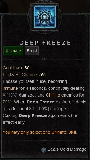Diablo IV Build - Deep Freeze Ultimate Skill to Become Immune