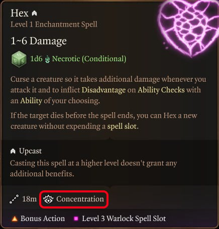Hex Spell with Concentration