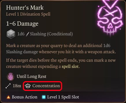 Hunter's Mark Spell with Concentration
