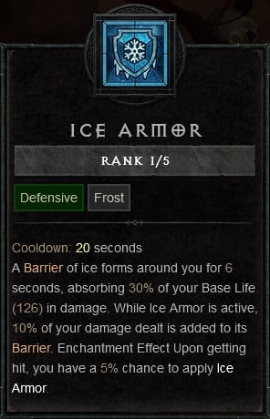 Diablo IV Build for the Sorceress - Ice Armor Defensive Skill to Create a Barrier