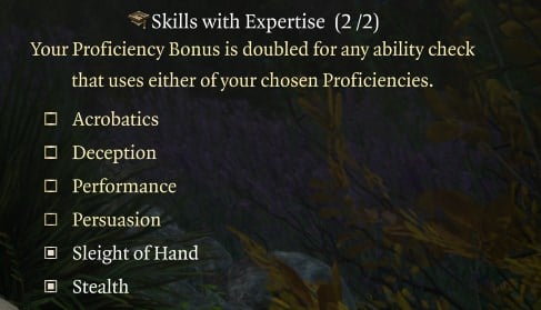 Rogue Skills with Expertise