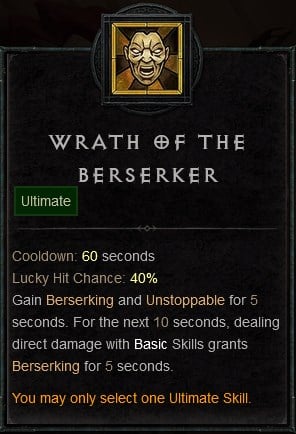 Diablo IV Build for the Thorns Barbarian - Wrath of the Berserker Ultimate Skill to Gain Berserking and Unstoppable